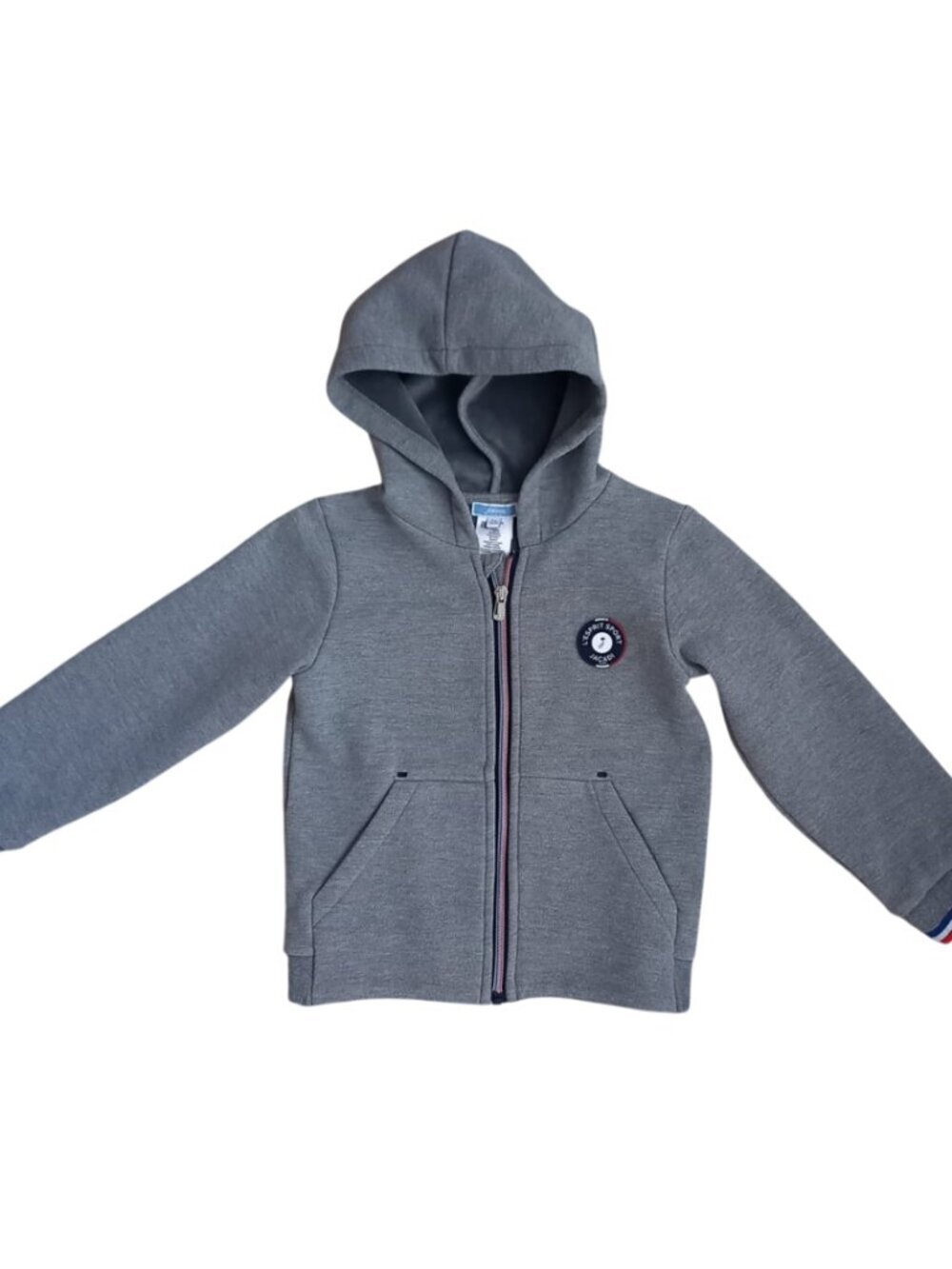 Jacadi Paris Boys Hoodie Size 6 Gray Zip Up Sweatshirt L’Esprit Sport Kids Jacke